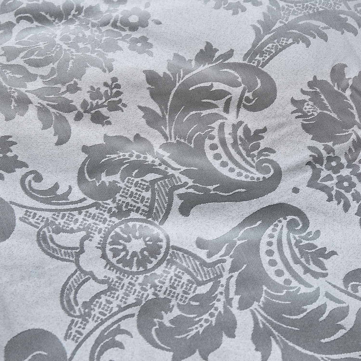 Catherine Lansfield Damask Jacquard Silver Duvet Cover Bedding Set - Damask Jacquard Duvet Set Silver