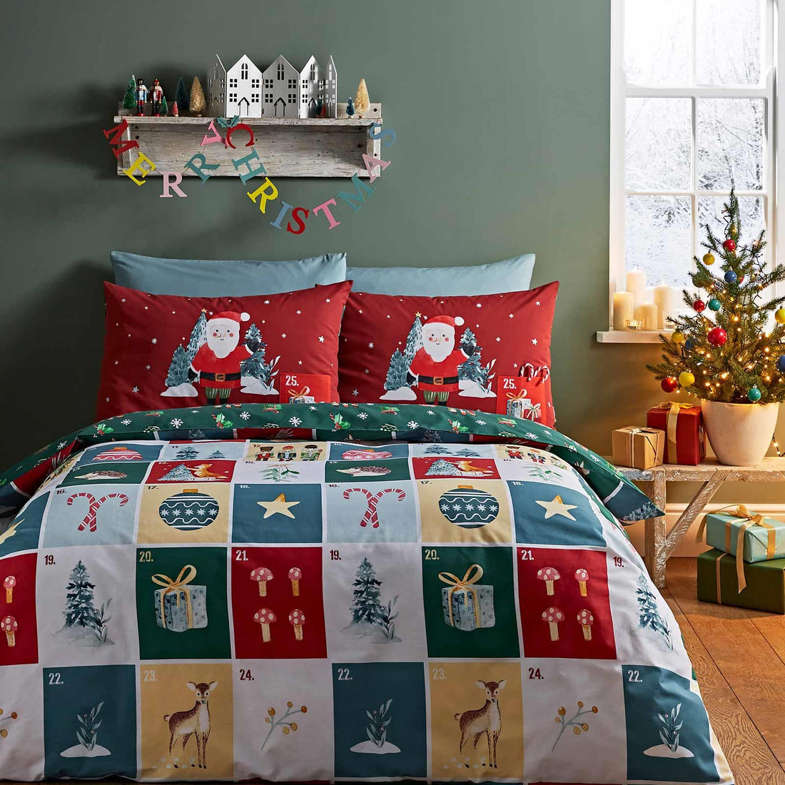 Catherine Lansfield Christmas Advent Calendar Duvet Cover Set