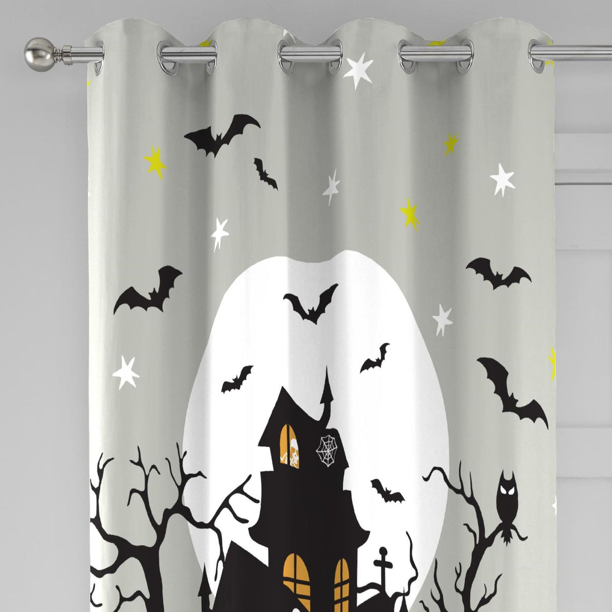 Haunted House Eyelet Curtain Panel by Bedlam