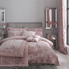 Catherine Lansfield Crushed Blush Velvet Duvet Cover Bedding Set