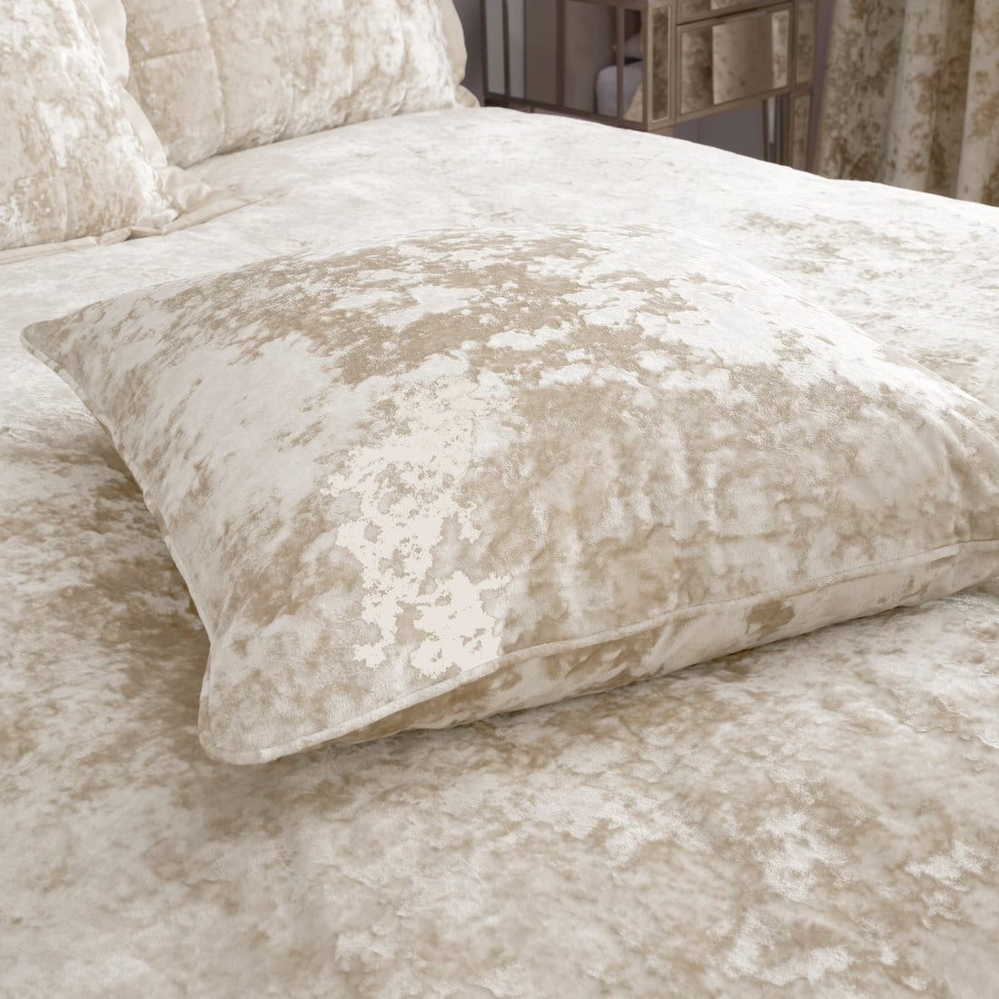 Catherine Lansfield Velvet Natural Filled Cushion 55cm x 55cm