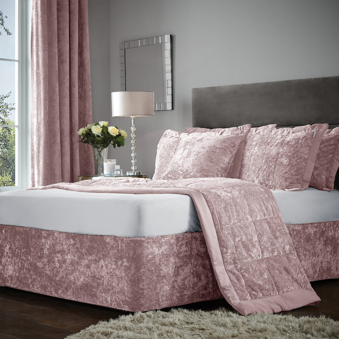 Catherine Lansfield Crushed Velvet Runner - Blush