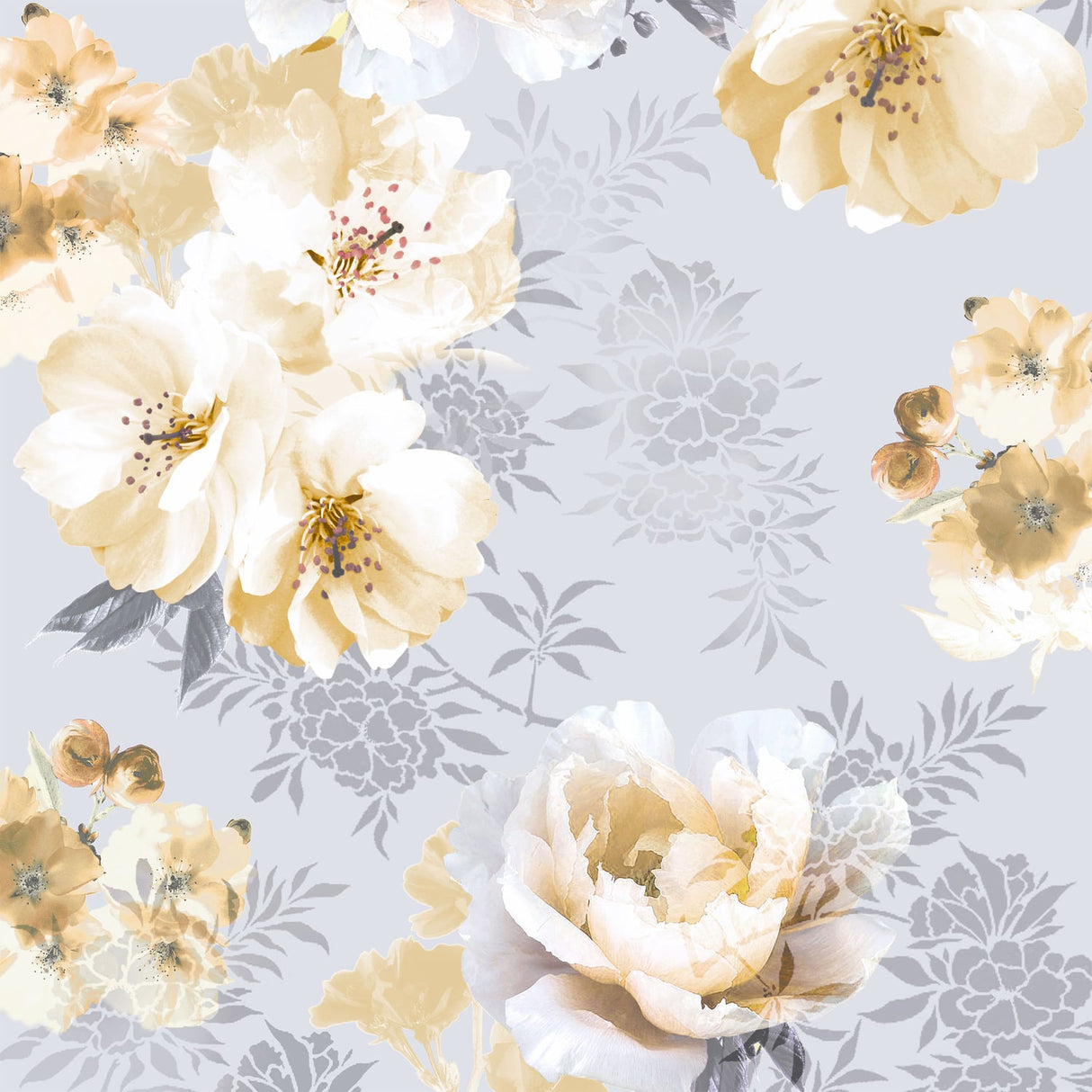 Catherine Lansfield Dramatic Floral Ochre Wallpaper - Dramatic Floral Ochre Wallpaper