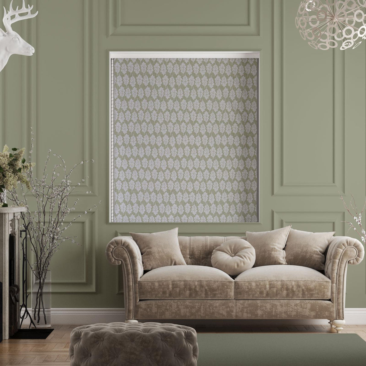 Oak Leaf Willow Made To Measure Roman Blind by Style Furnishings