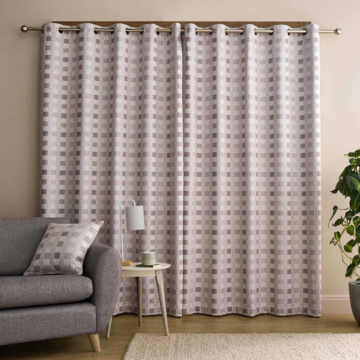 Wilson Check Blackout Eyelet Curtains by Catherine Lansfield