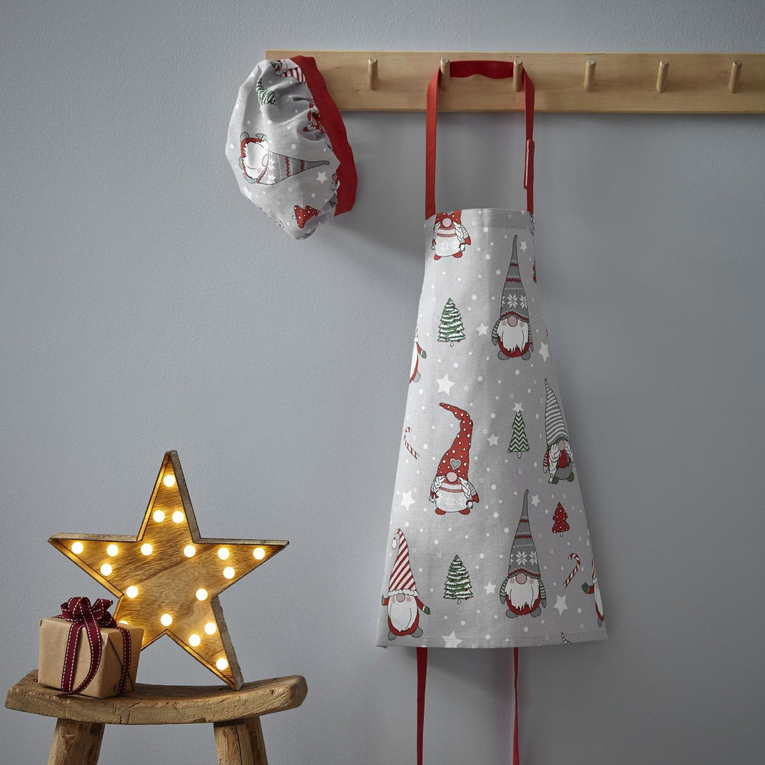 Catherine Lansfield Christmas Gnomes Festive Kids Apron and Hat Set