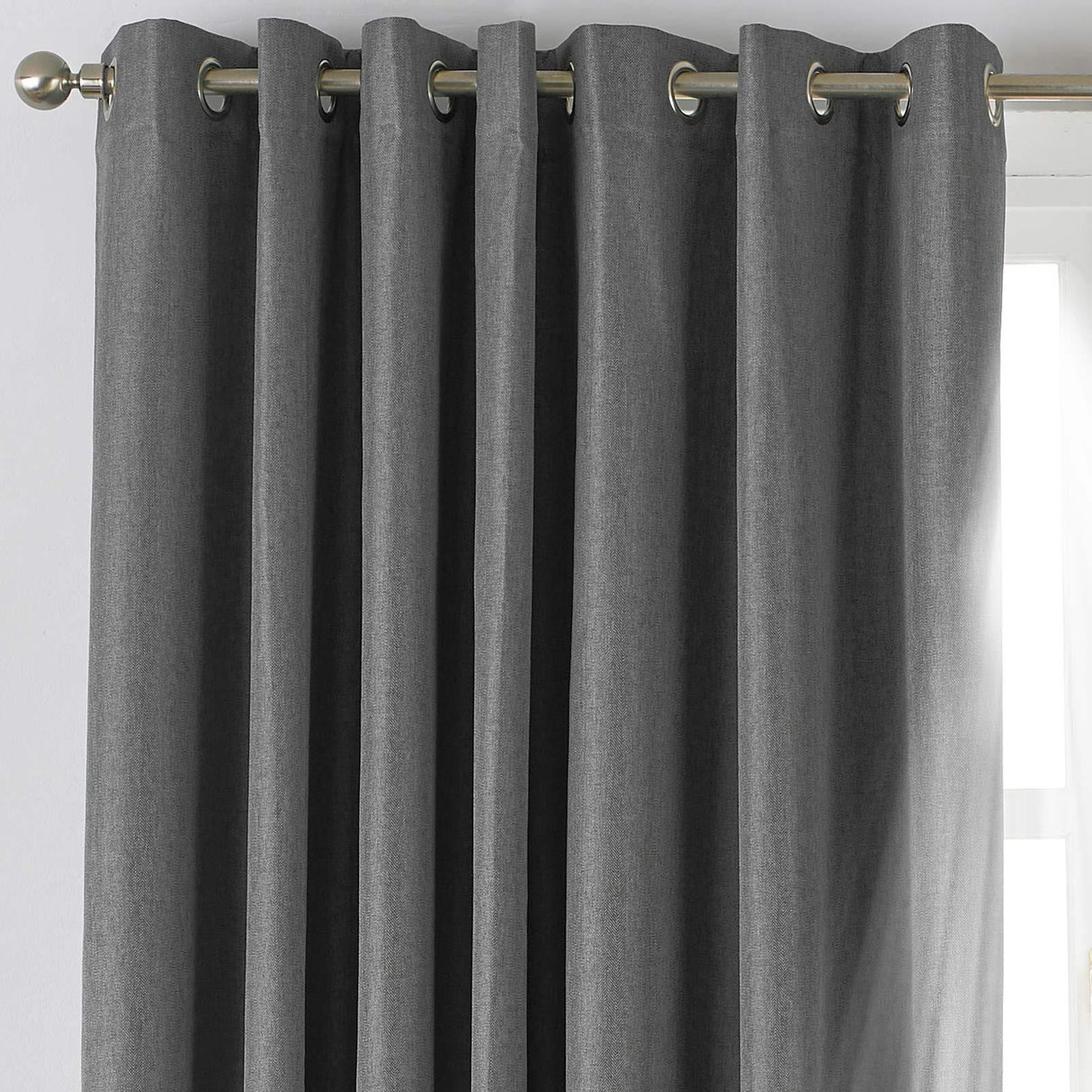 Moon Blackout Eyelet Curtains Grey 46" x 72" by furn.