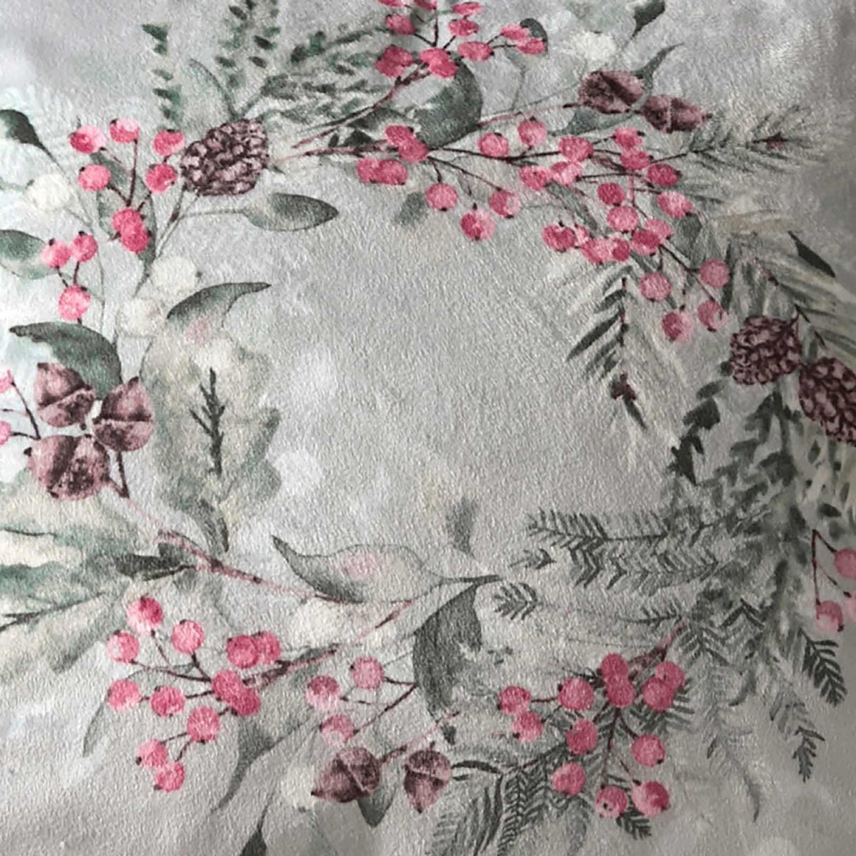Dreams & Drapes Winter Sprigs Floral Velvet Cushion Cover 43cm x 43cm 4