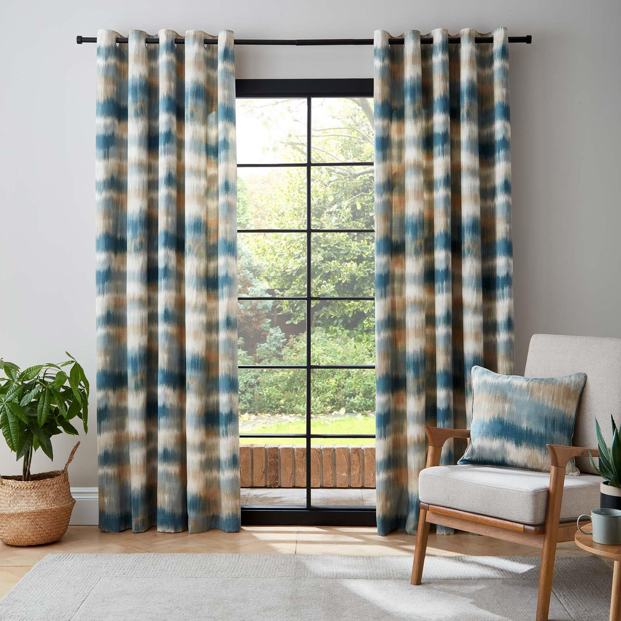 Catherine Lansfield Ombre Texture Teal Eyelet Curtains - Teal