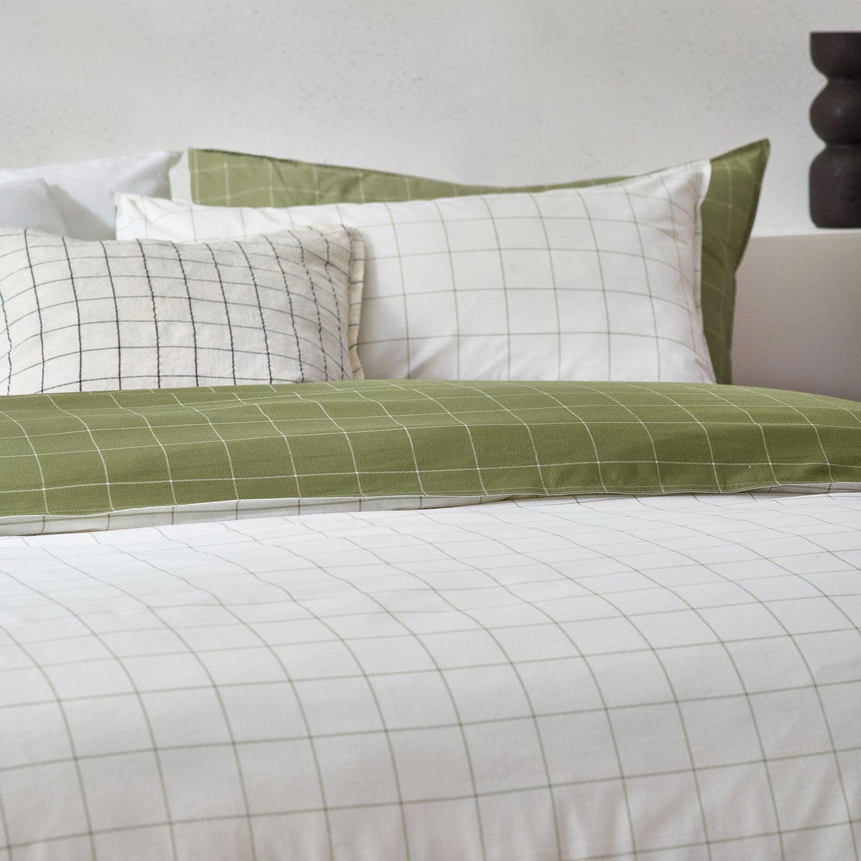 Howarth Check Moss + Natural Duvet Cover Set