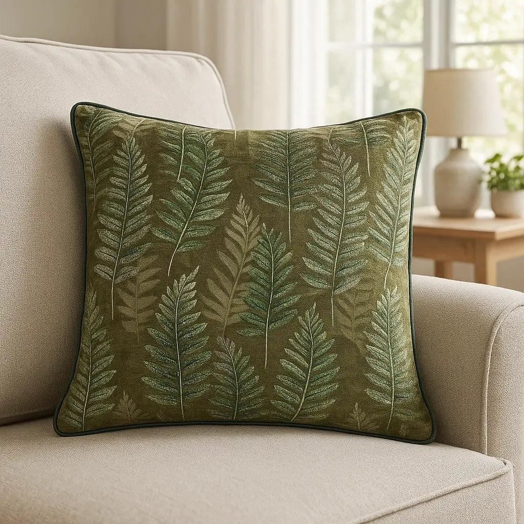 Kielder Forest Velvet Khaki Cushion Cover 43cm x 43cm