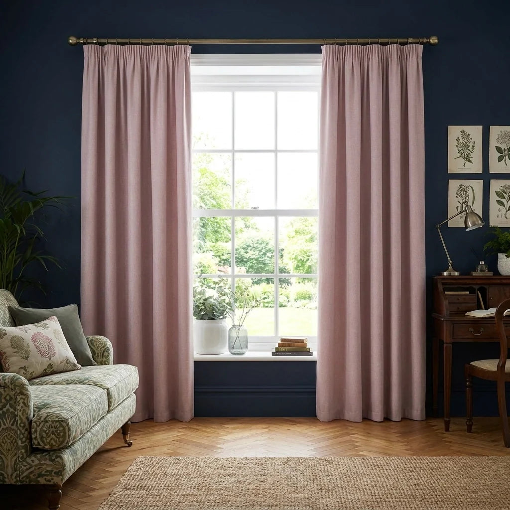 Eclipse Rose Thermal Blackout Pencil Pleat Curtains Textured