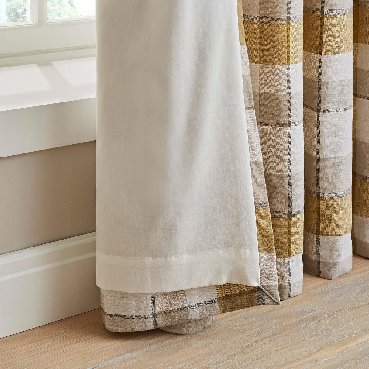 Brushed Cotton Thermal Check Eyelet Curtains by Catherine Lansfield