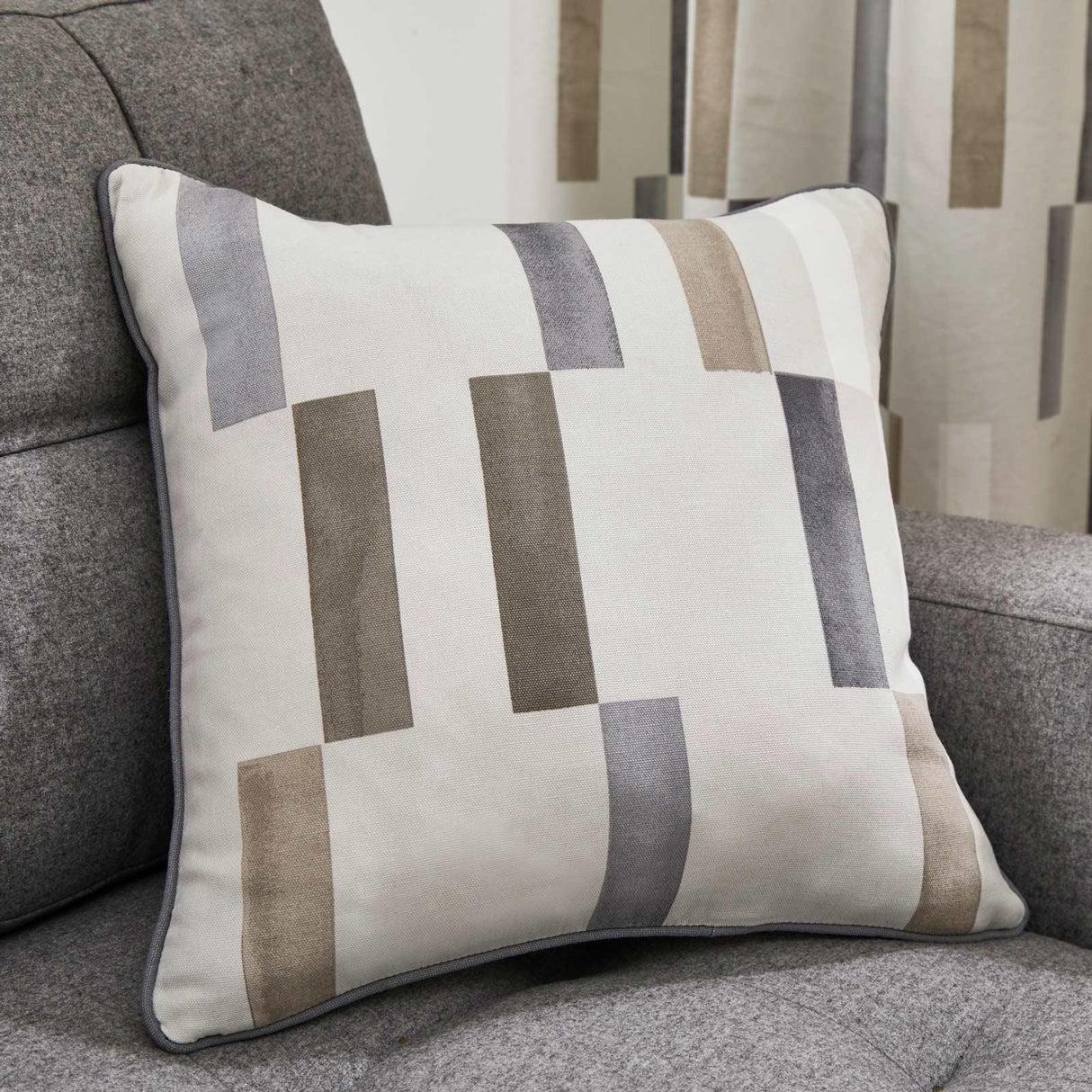 Fusion Oakland Beige Cotton Cushion Cover 43cm x 43cm (17") 2