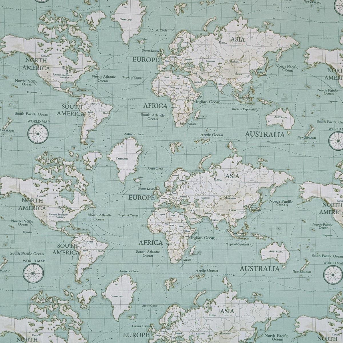 Maps Duck Egg Made To Measure Roman Blind by Style Furnishings