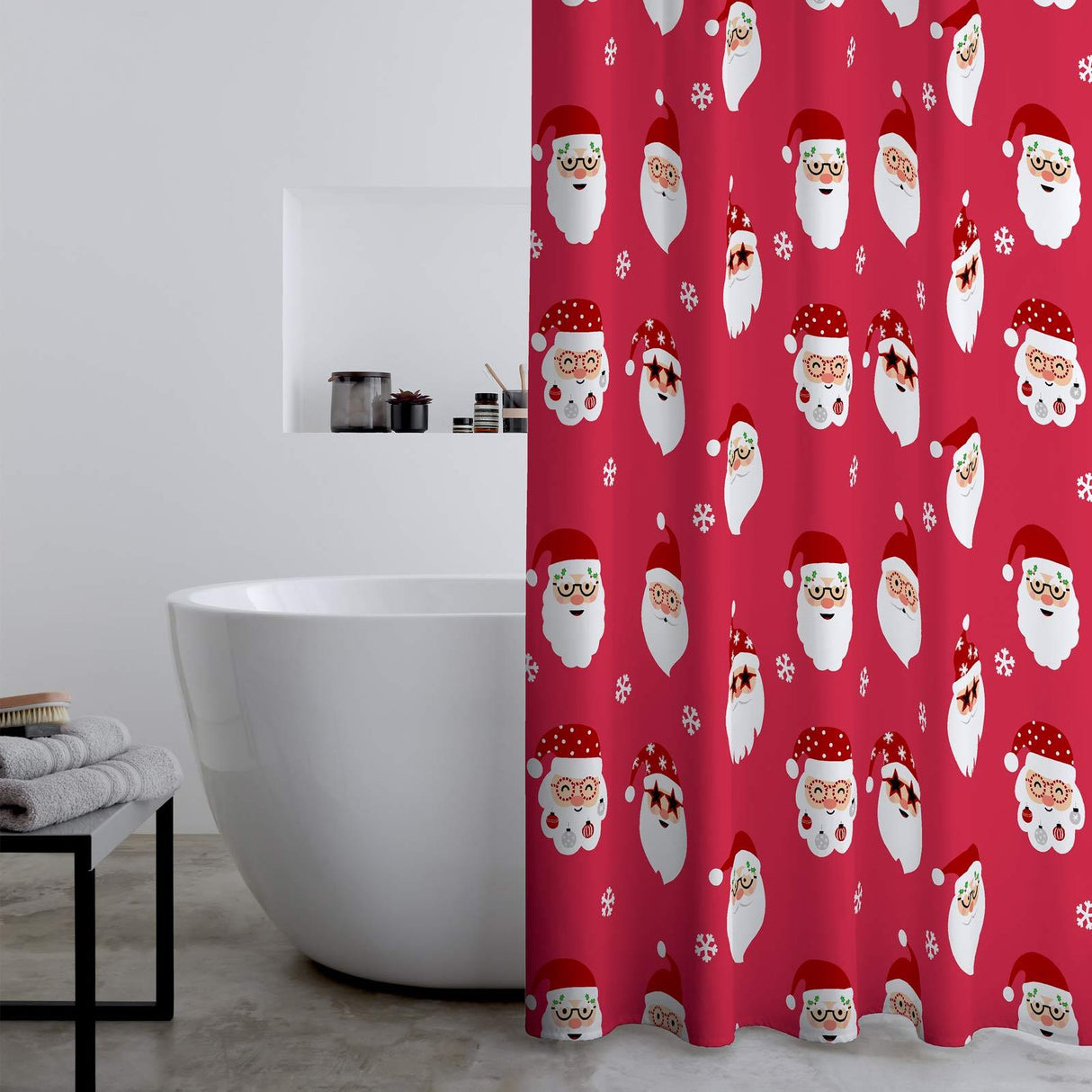 Catherine Lansfield Santa Spec-Tacular Christmas Shower Curtain 2