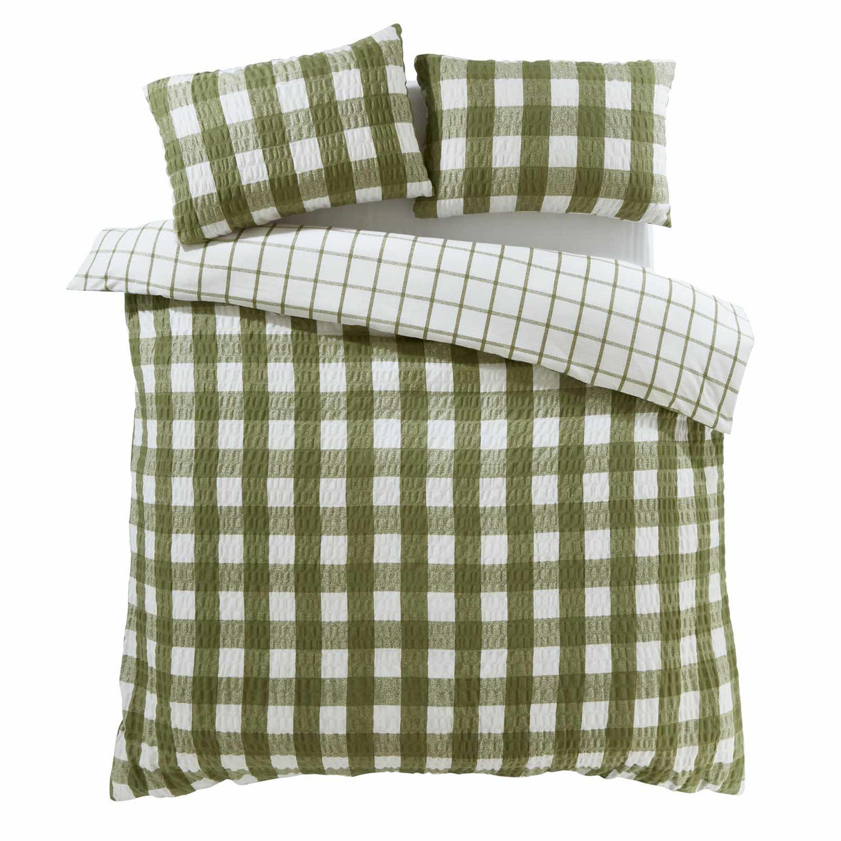 Brushed Seersucker Gingham Duvet Cover Set by Catherine Lansfield