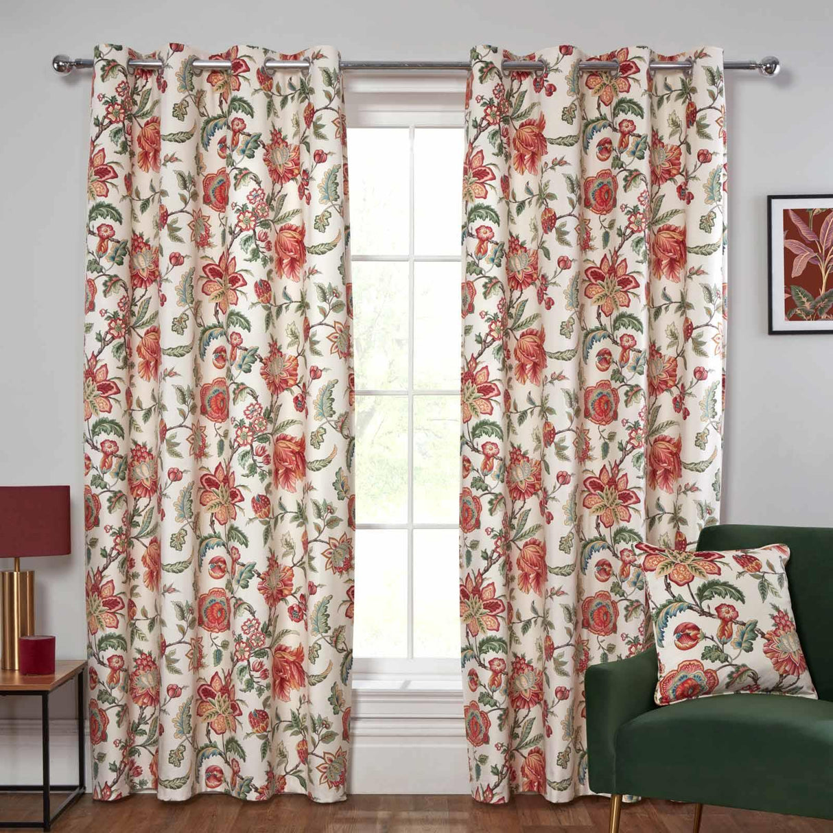 Linden Floral Velvet Eyelet Curtains by Sundour