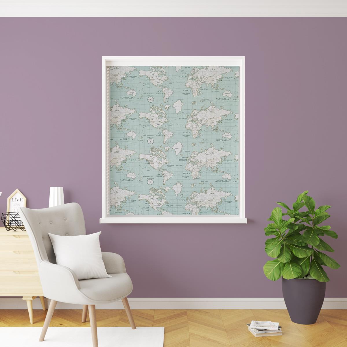 Maps Duck Egg Made To Measure Roman Blind by Style Furnishings