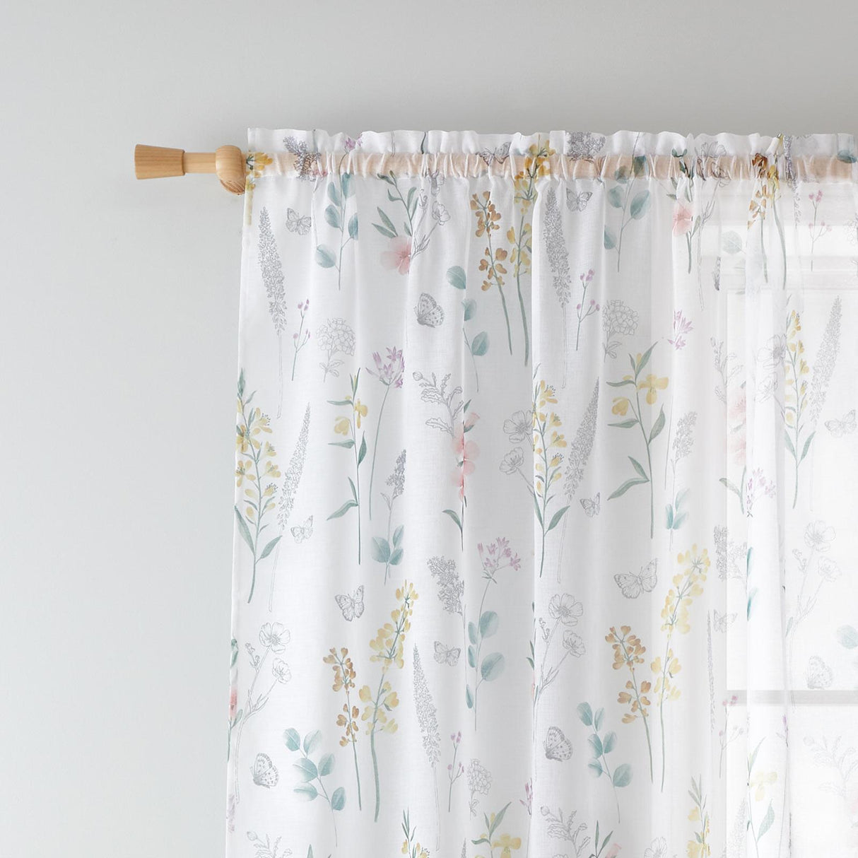 Emilia Floral Voile Curtain Panel by Catherine Lansfield