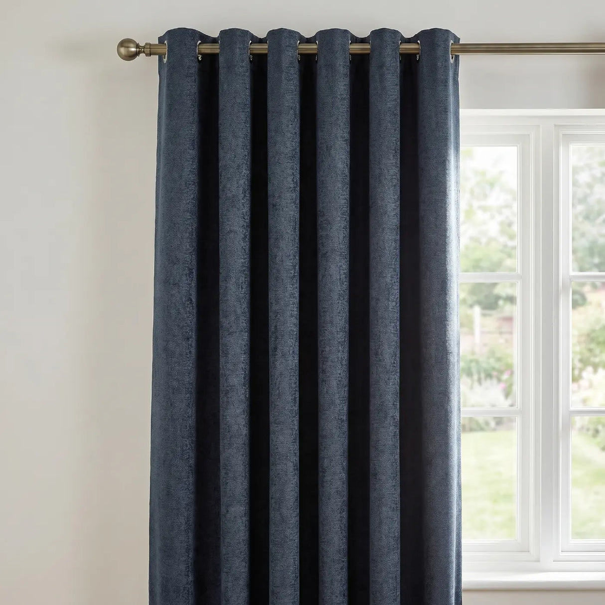 Chenille Blackout Lined Eyelet Curtains - Charcoal image 2
