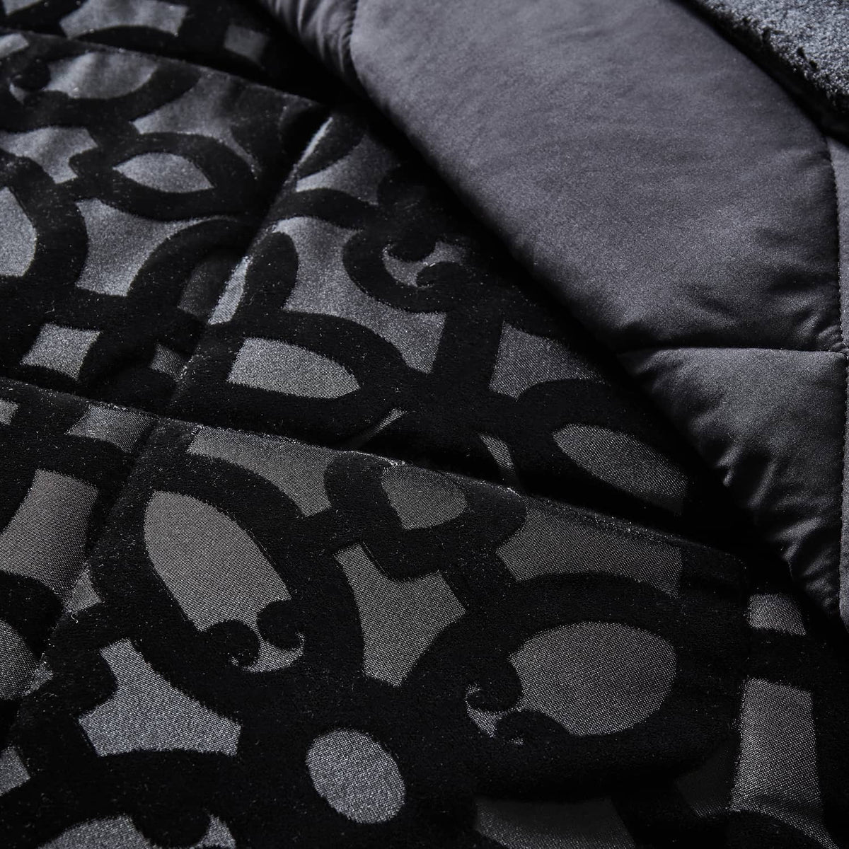 Catherine Lansfield Lattice Cut Velvet Bedspread - Lattice Cut Bedspread Black
