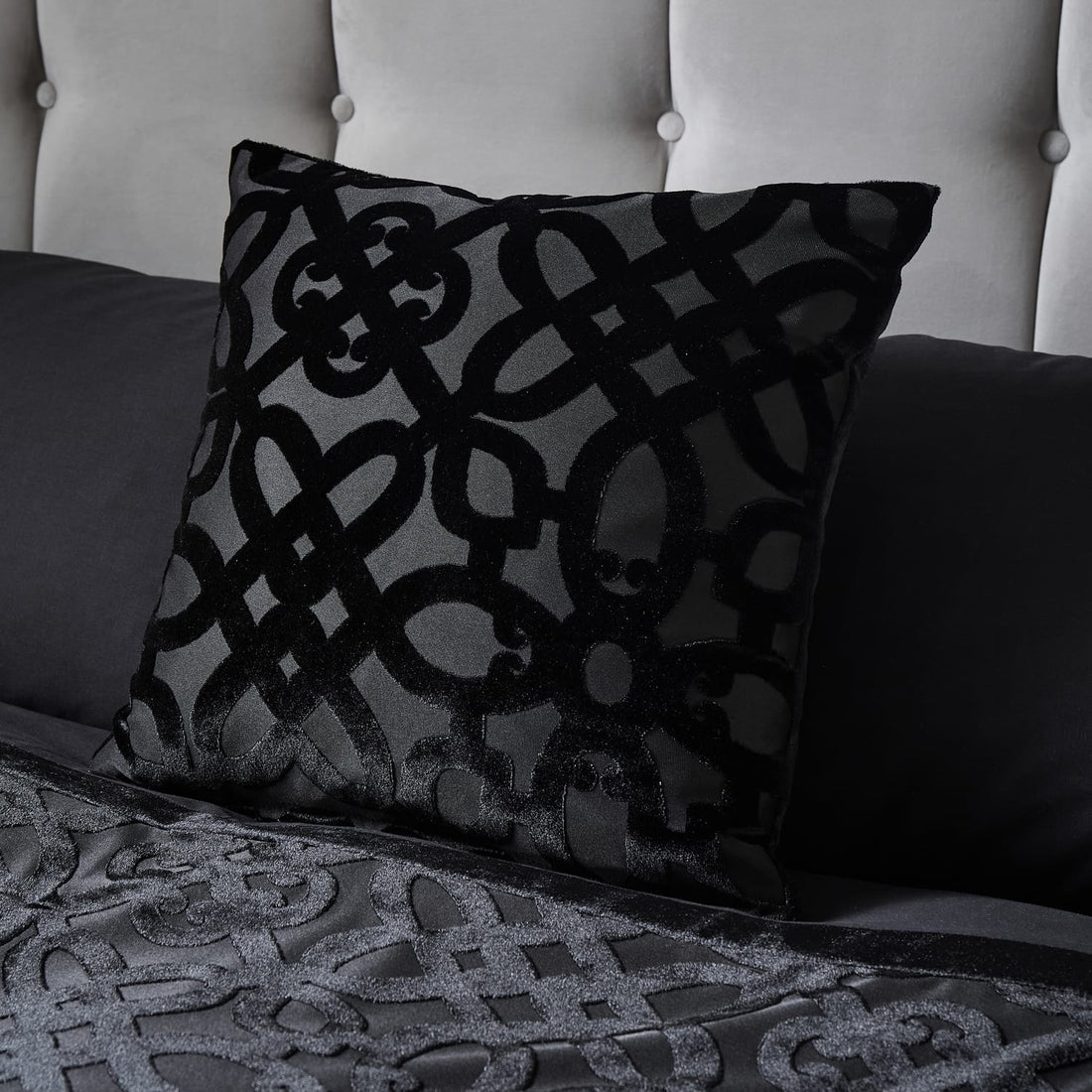 Catherine Lansfield Lattice Black Filled Cushion