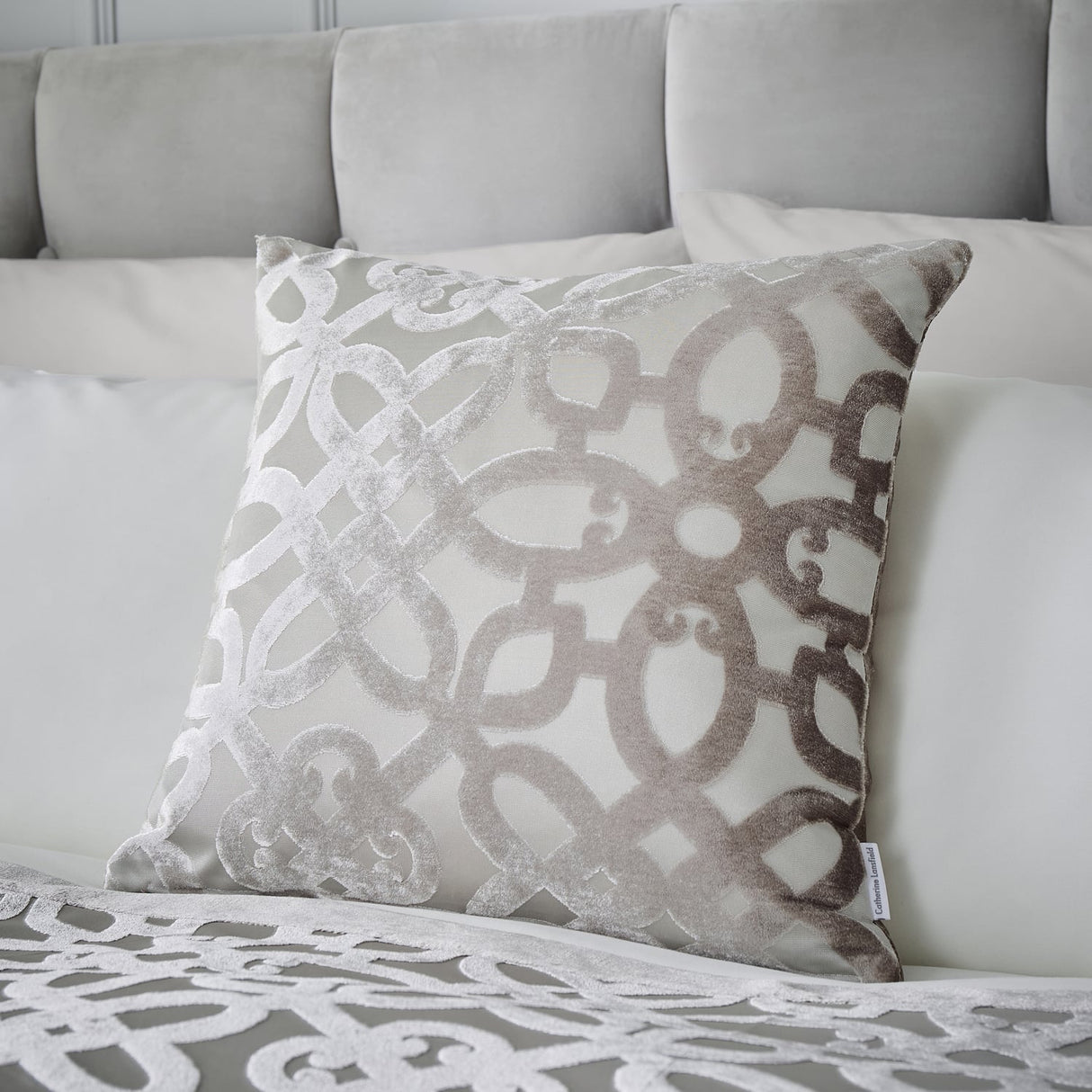 Catherine Lansfield Lattice Filled Cushion - Natural