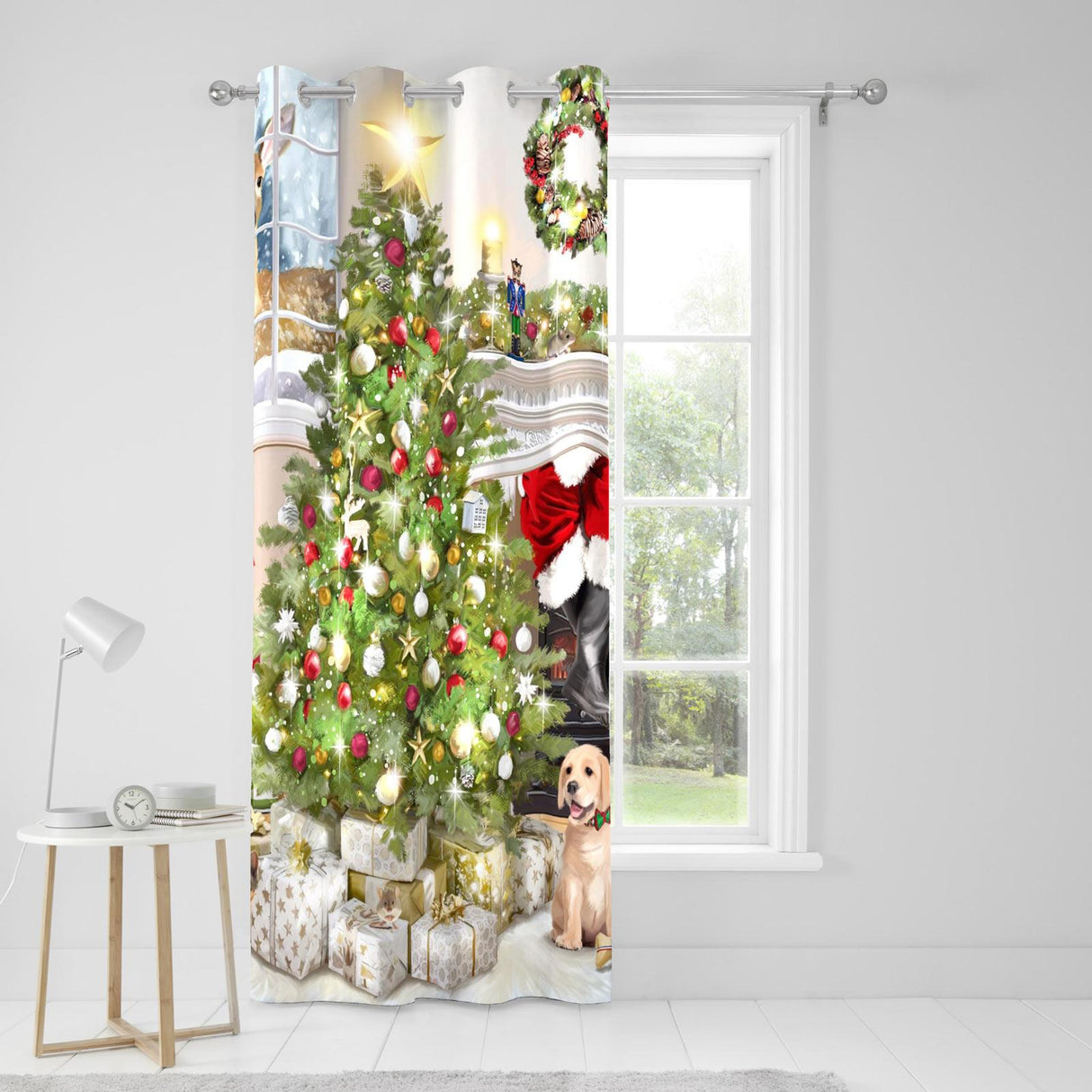 Christmas Tree Eyelet Curtain Panel by Fusion