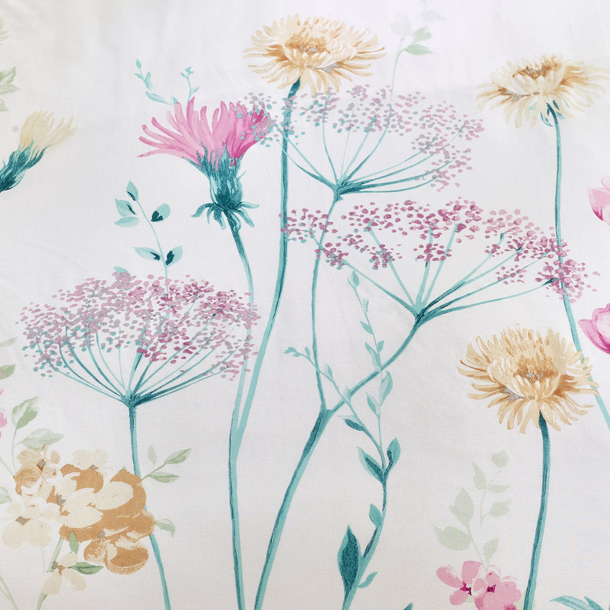 Catherine Lansfield Meadowsweet Floral Grey & Pink Duvet Cover Bedding Set - Meadowsweet Floral Bright Duvet Set