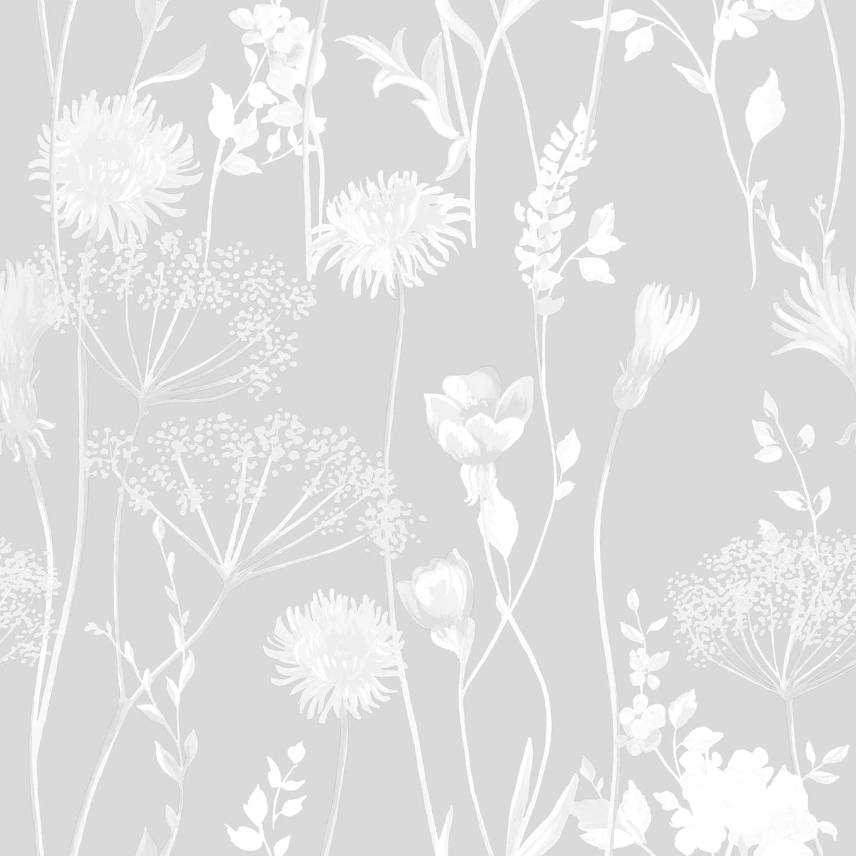 Catherine Lansfield Meadowsweet Floral Wallpaper Blue - Meadowsweet Floral Grey
