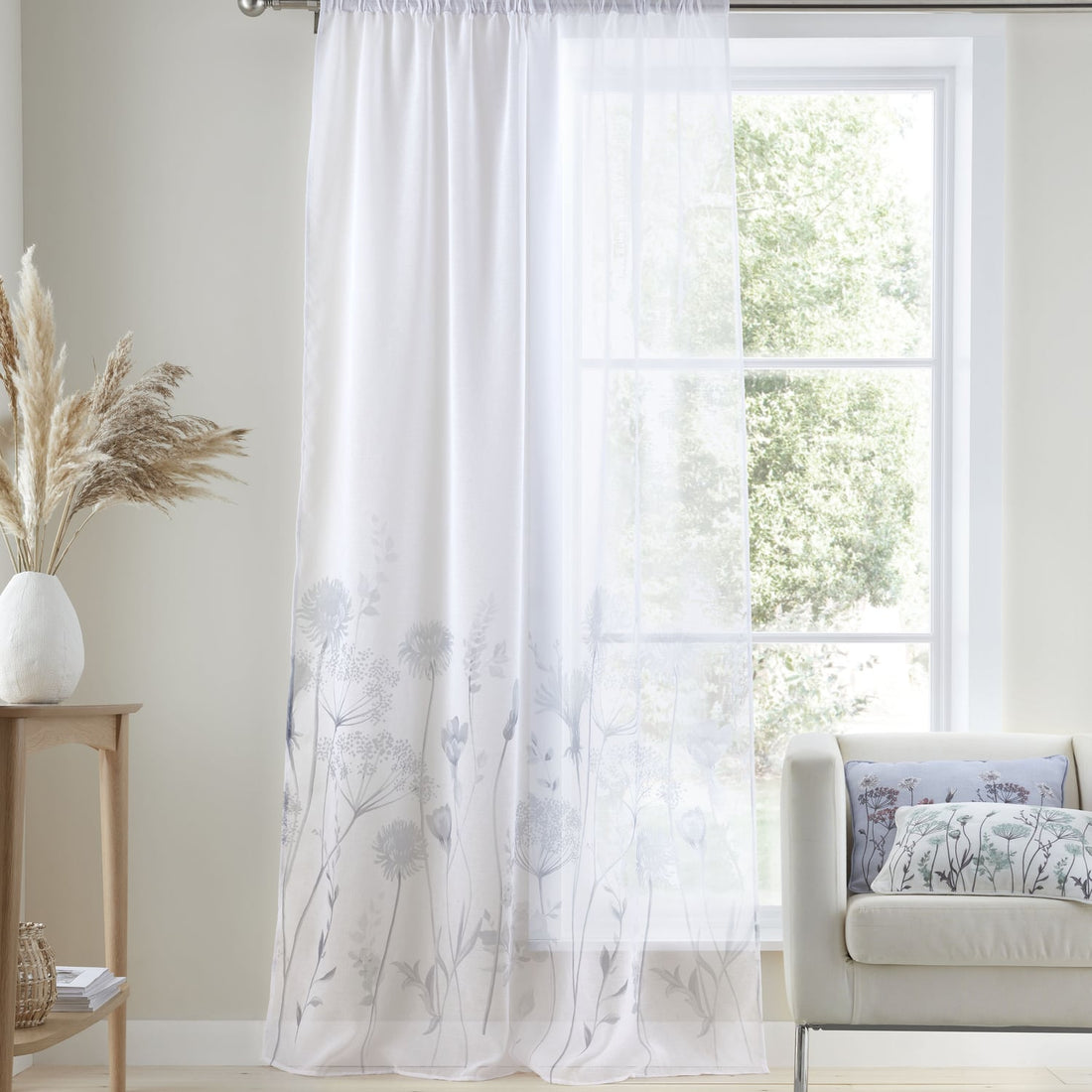 Catherine Lansfield Meadowsweet Floral Voile Curtains Panel
