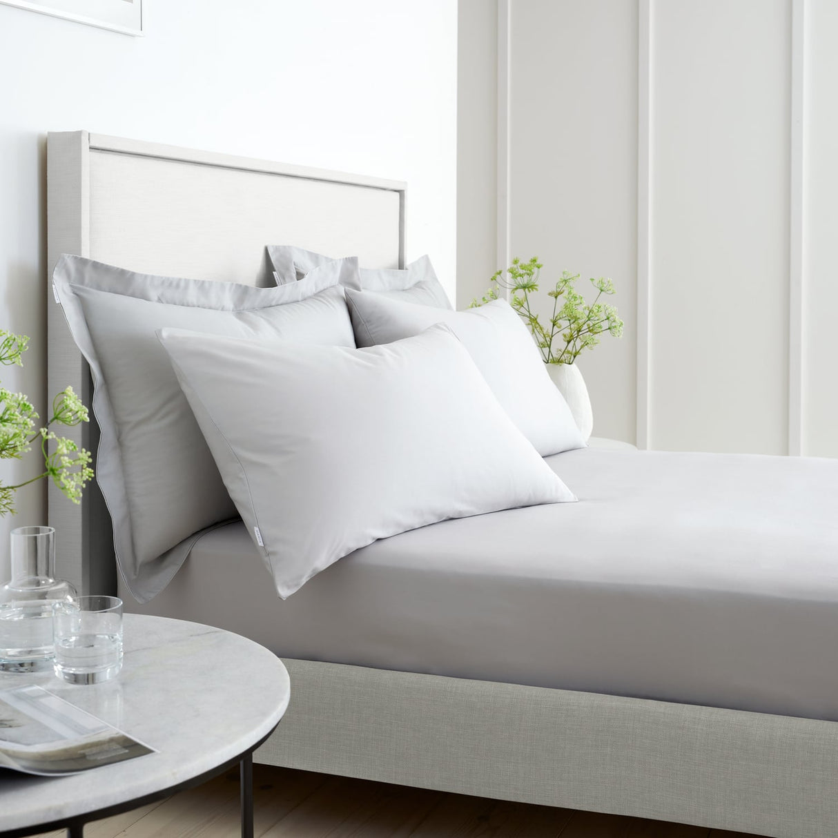 Bianca Fine Linens 200 Thread Count Percale 32cm Deep Grey 100% Cotton Fitted Sheet - 200 Thread Count Percale Fitted Sheet Grey