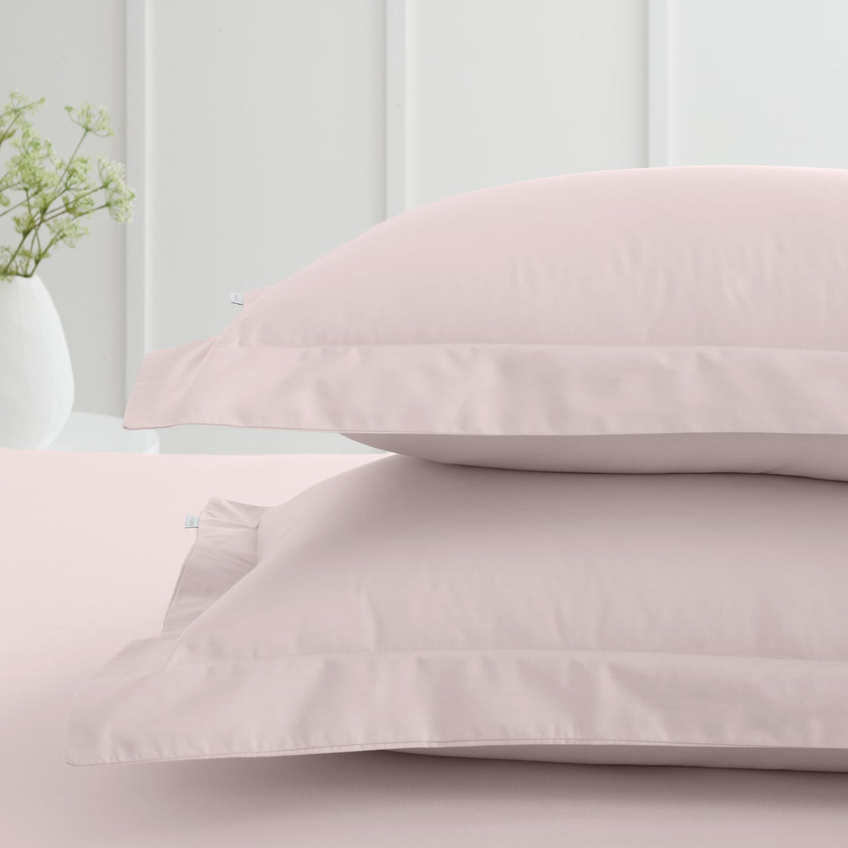 Bianca Fine Linens 200 Thread Count Cotton Percale Pillowcases - 200 Thread Count Percale Oxford Pillowcase Pair Blush
