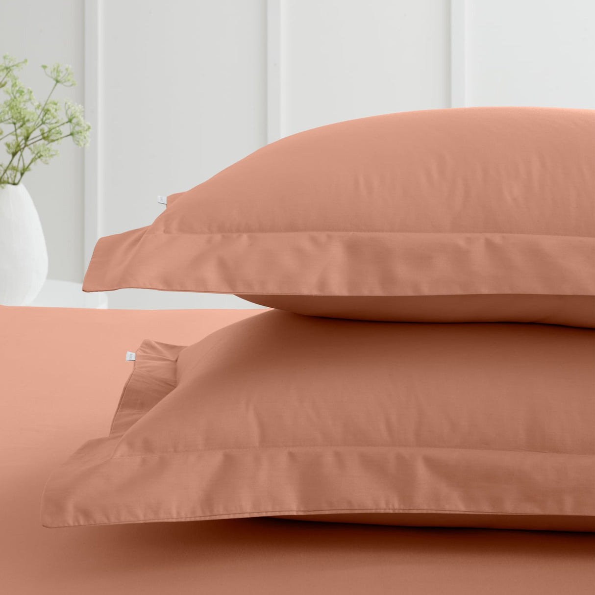 Bianca Fine Linens 200 Thread Count Cotton Percale Pillowcases - 200 Thread Count Percale Oxford Pillowcase Pair Clay