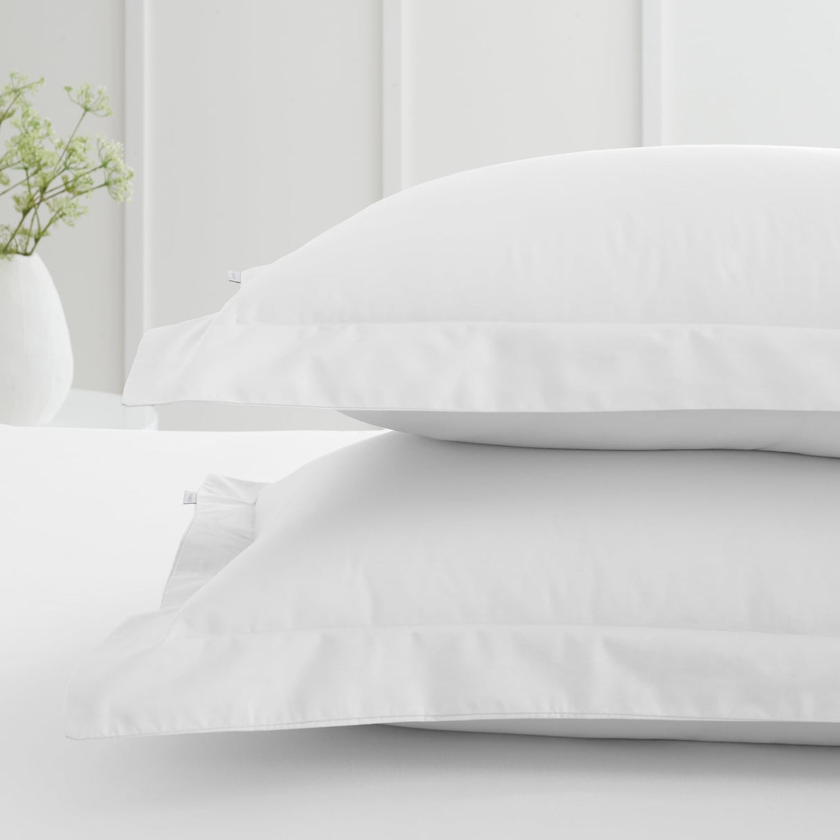 Bianca Fine Linens 200 Thread Count Cotton Percale Pillowcases - 200 Thread Count Percale Oxford Pillowcase Pair White