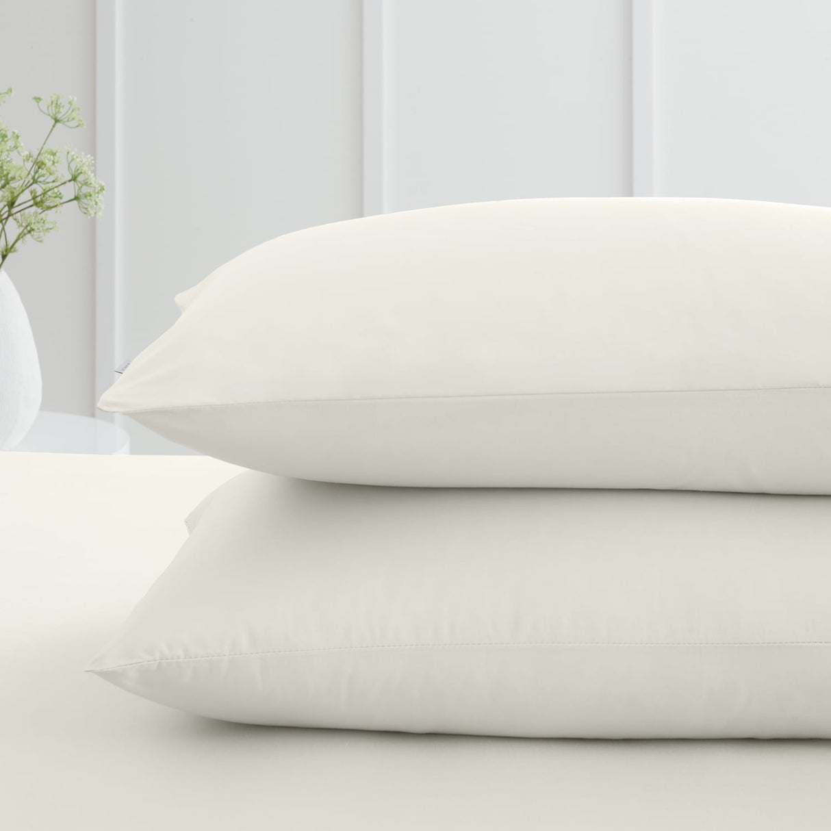 Bianca Fine Linens 200 Thread Count Cotton Percale Pillowcases - 200 Thread Count Percale Standard Pillowcase Pair Cream