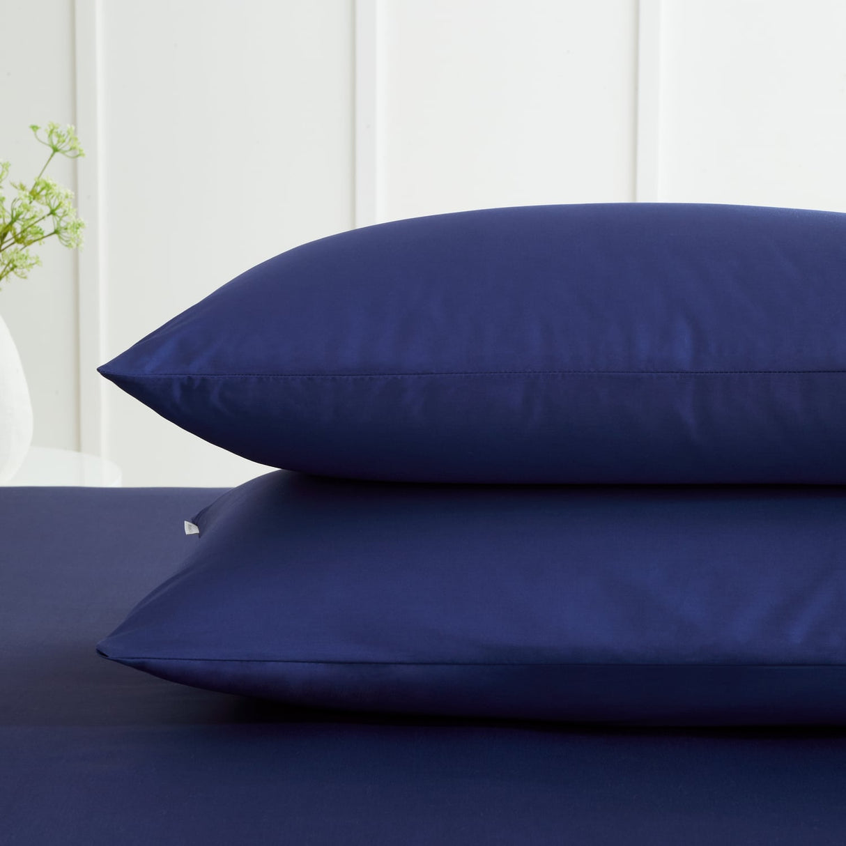Bianca Fine Linens 200 Thread Count Cotton Percale Pillowcases - 200 Thread Count Percale Standard Pillowcase Pair Navy