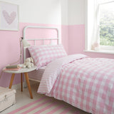 Bianca Fine Linens Check and Stripe Pink 100% Cotton Duvet Cover Bedding Set