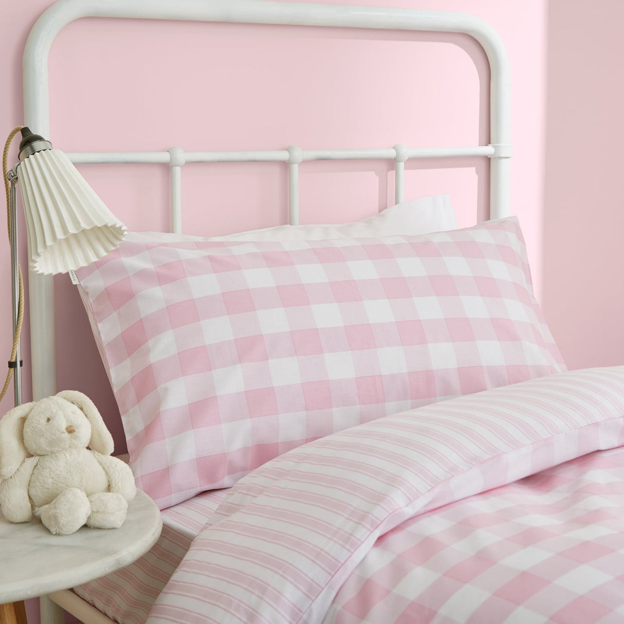 Bianca Fine Linens Check and Stripe Duvet Cover Set - Check And Stripe Pink