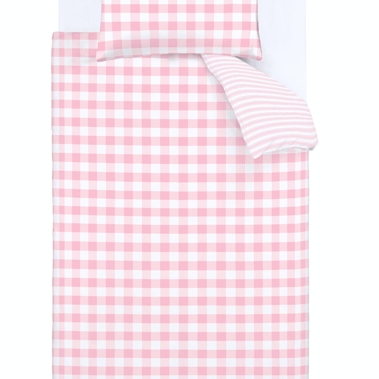 Bianca Fine Linens Check and Stripe Duvet Cover Set - Check And Stripe Pink