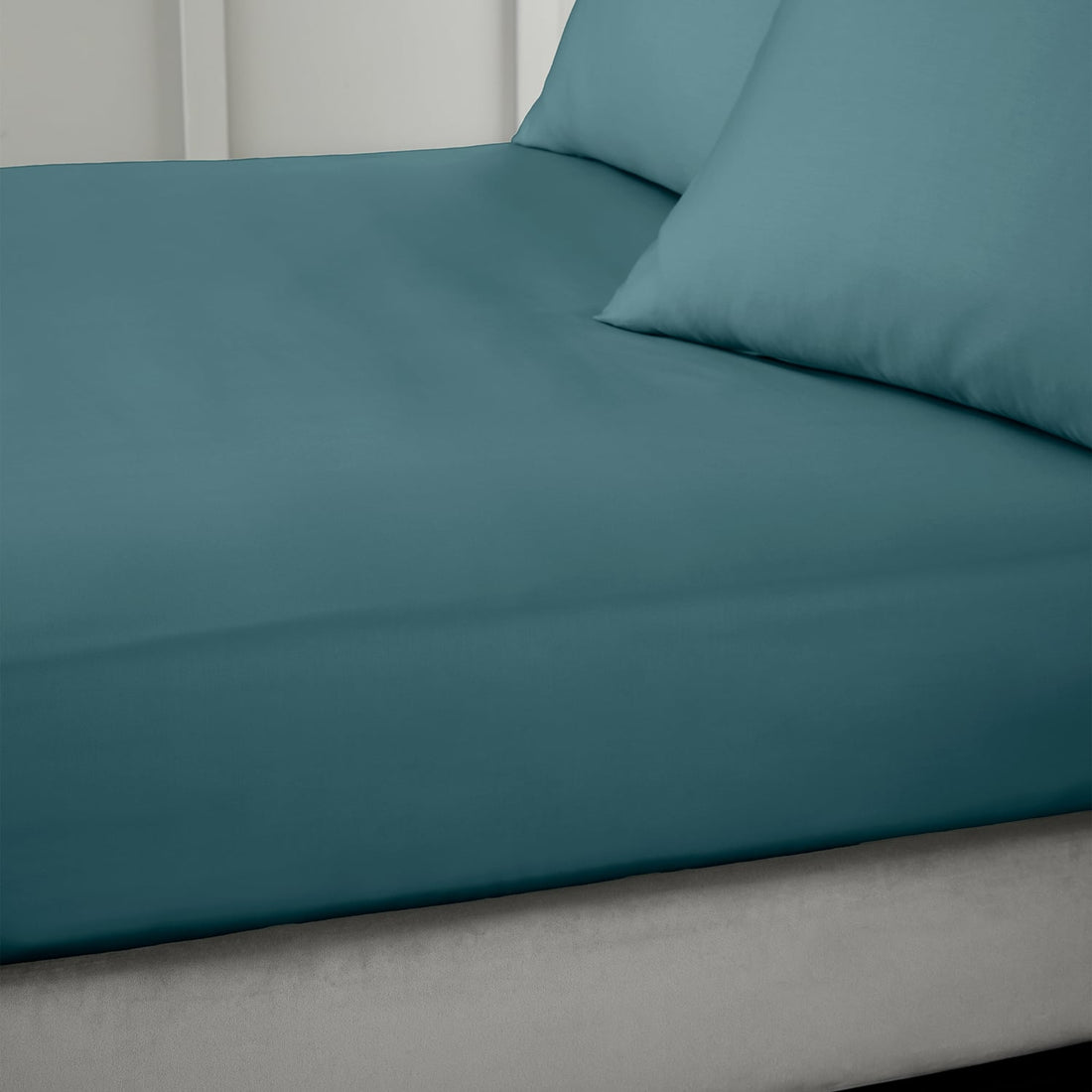 Bianca 400 Thread Count Sateen 36cm Deep Teal 100% Cotton Fitted Sheet
