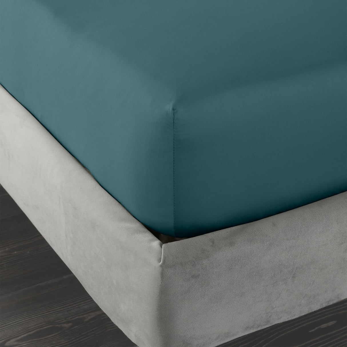 Bianca 400 Thread Count Sateen 36cm Deep Teal 100% Cotton Fitted Sheet - 400 Thread Count Cotton Fitted Sheet Teal