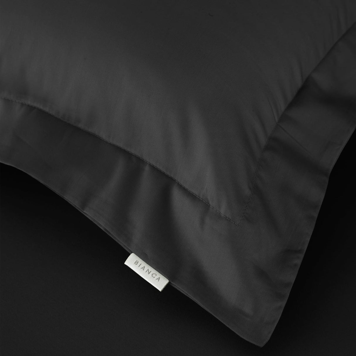 Bianca Fine Linens 400 Thread Count Cotton Sateen Pillowcases - 400 Thread Count Cotton Oxford Pillowcase Pair Black