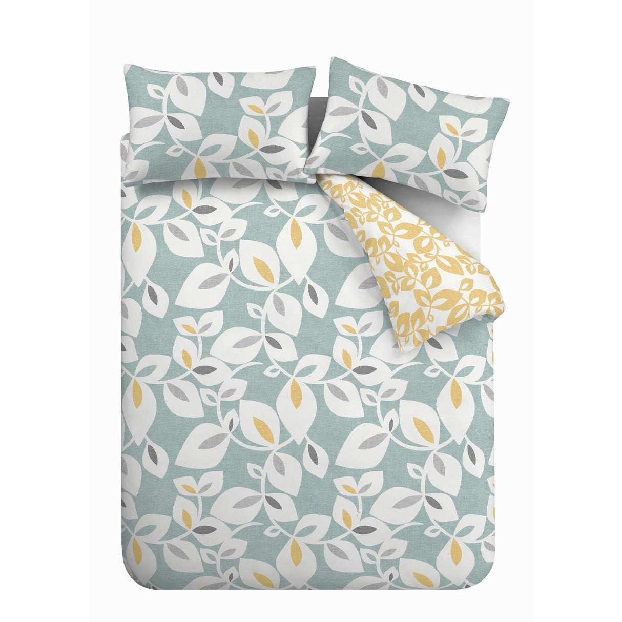 Catherine Lansfield Inga Leaf Reversible Duvet Cover Set with Pillowcase
