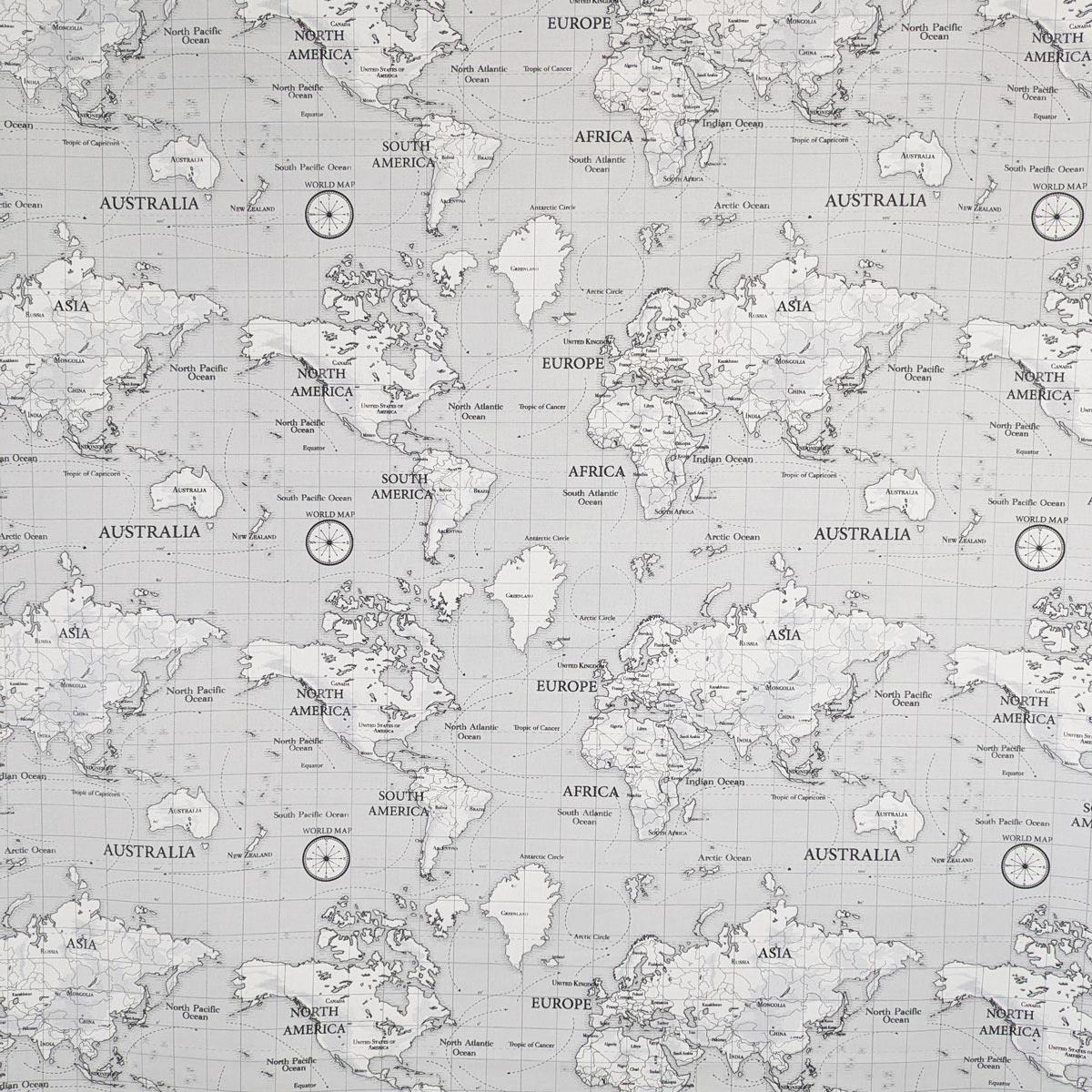 Maps Grey Made To Measure Roman Blind by Style Furnishings