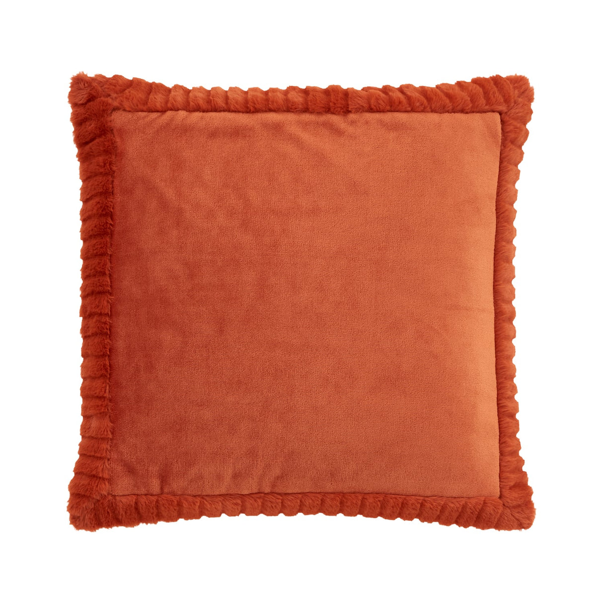 Catherine Lansfield Filled Cushion Winter Warmers 55cm x 55cm - Burnt Orange - Velvet And Faux Fur Burnt Orange Cushion