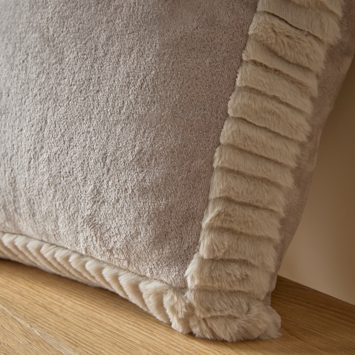 Catherine Lansfield Filled Cushion Winter Warmers 55cm x 55cm - Natural - Velvet And Faux Fur Natural Cushion