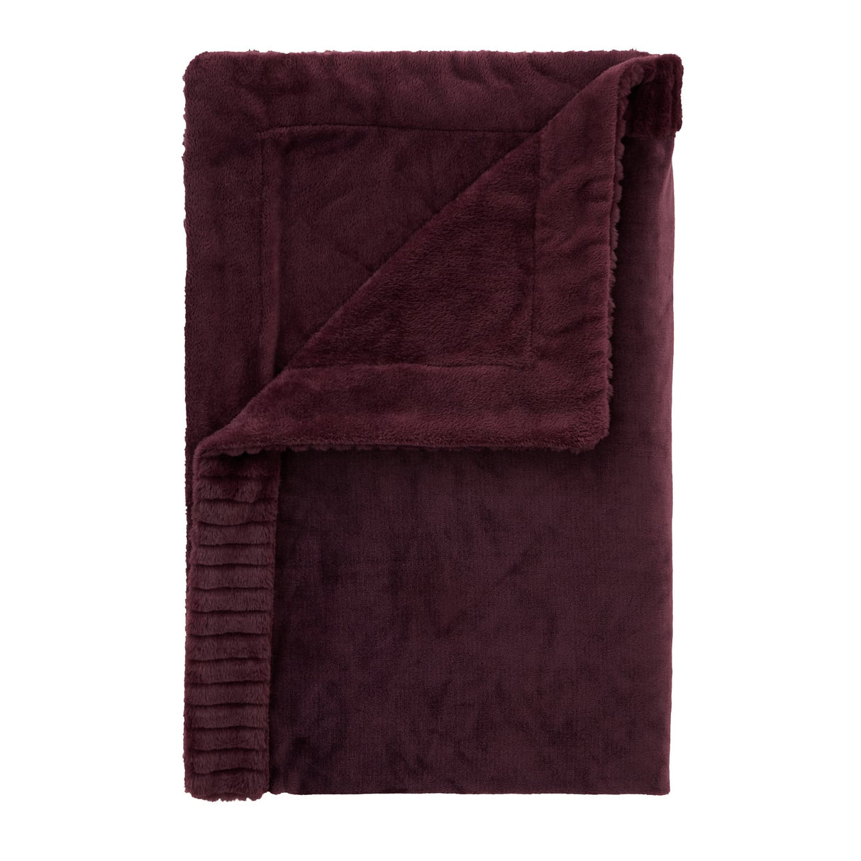 Catherine Lansfield Velvet and Faux Fur Throw – Plum – 150cm x 200cm - Velvet And Faux Fur Plum Throw
