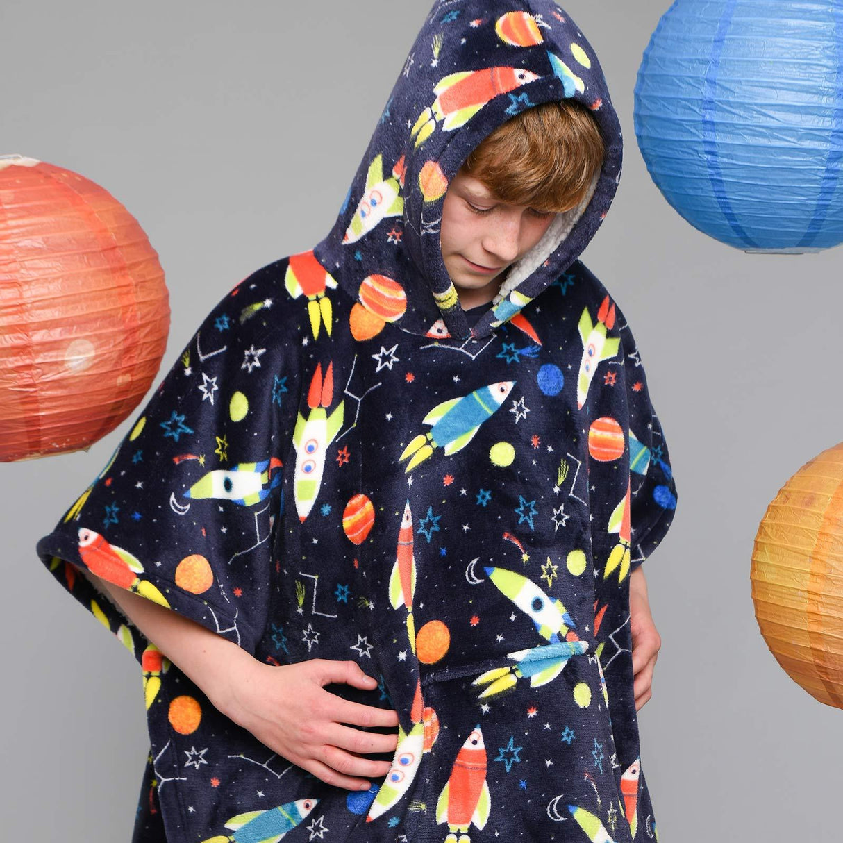 Bedlam Supersonic Sherpa Fleece Poncho Kids Cosy Wearable Blanket